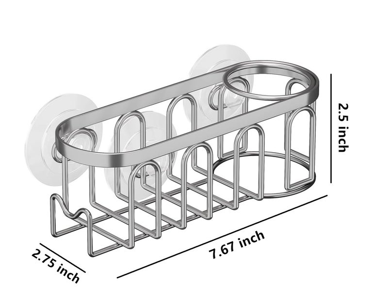 TESOT Sink Caddy Sponge Holder for Kitchen Sink 2 Suspension Options(Suction Cups and Adhesive Hook), SUS304 Stainless Steel, Silver - Image 5